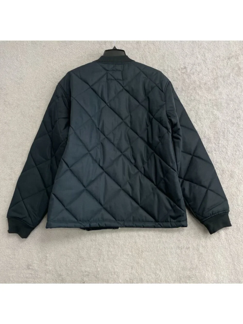 Banana Republic Men's Quilted Bomber Jacket L Black Polyester Button front N1409